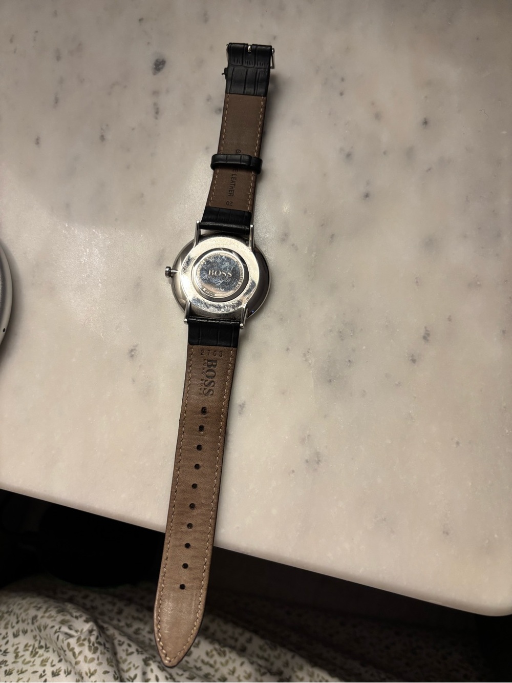 Boss Brown Leather Strap Watch with Silver Case